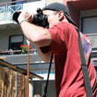 Chris en action pendant le reportage de la Fte Mdiavale 2008 au Bourget-du-Lac - photo  Claire Gothi